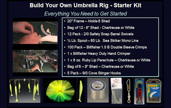 Umbrella Rig Starter Kit Build Your Own $10 Off Striper rigs, striper lures, Umbrella Rigs, Striper Umbrella Rigs, Rockfish Lures, rockfish umbrella rigs, striper umbrella rigs