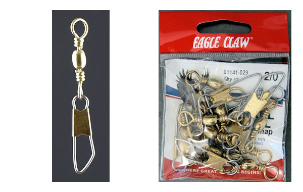 Size 7 Eagle Claw Fishing Tackle 12 SS127 Barrel Swivel Safety Snap, 