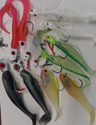 Striper Tandem Bucktail Rigs Striper Tandem Rigs, 6 inch Shad Lures, Chesapeake Bay Trolling, Rockfish Lures, Tandem Bucktails, Striper Fishing Tackle, Pre-Rigged Tandem Lures, Saltwater Trolling Rigs.